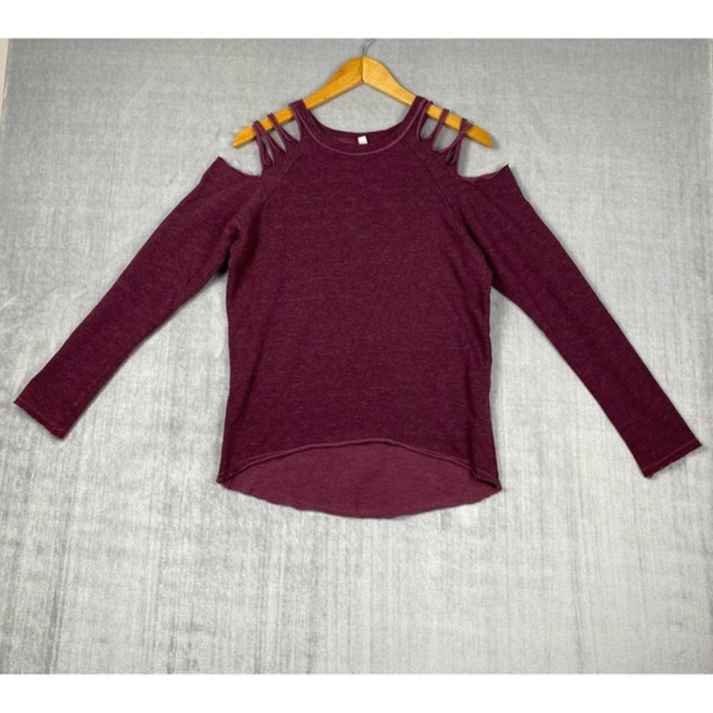 Elan‎ Pullover Womens Medium Distressed Thrashed Plum Made in USA Skater Grunge